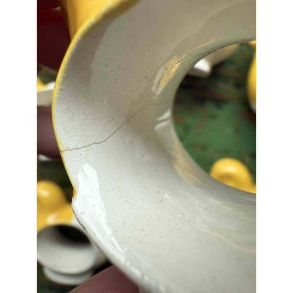 Vintage Ceramic Duck Shaped Napkin Ring Holders Easter White And Yellow - Picture 3 of 4